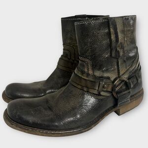 ROAN by Bed Stu Colton II Boots Men's 9.5 Faded Black Leather Moto Ankle Zip